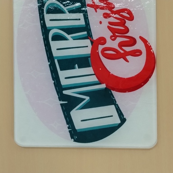 Merry Christmas glass trivet cutting board green red and white 10.5" x 7… - Picture 2 of 8